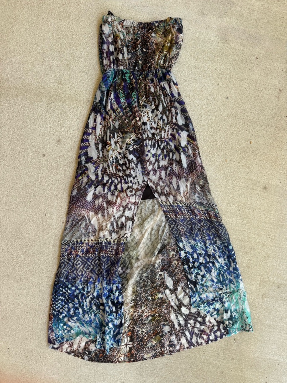 NWT Vintage Y2K 100% Silk Single Strapless Maxi Dress - Picture 3 of 6